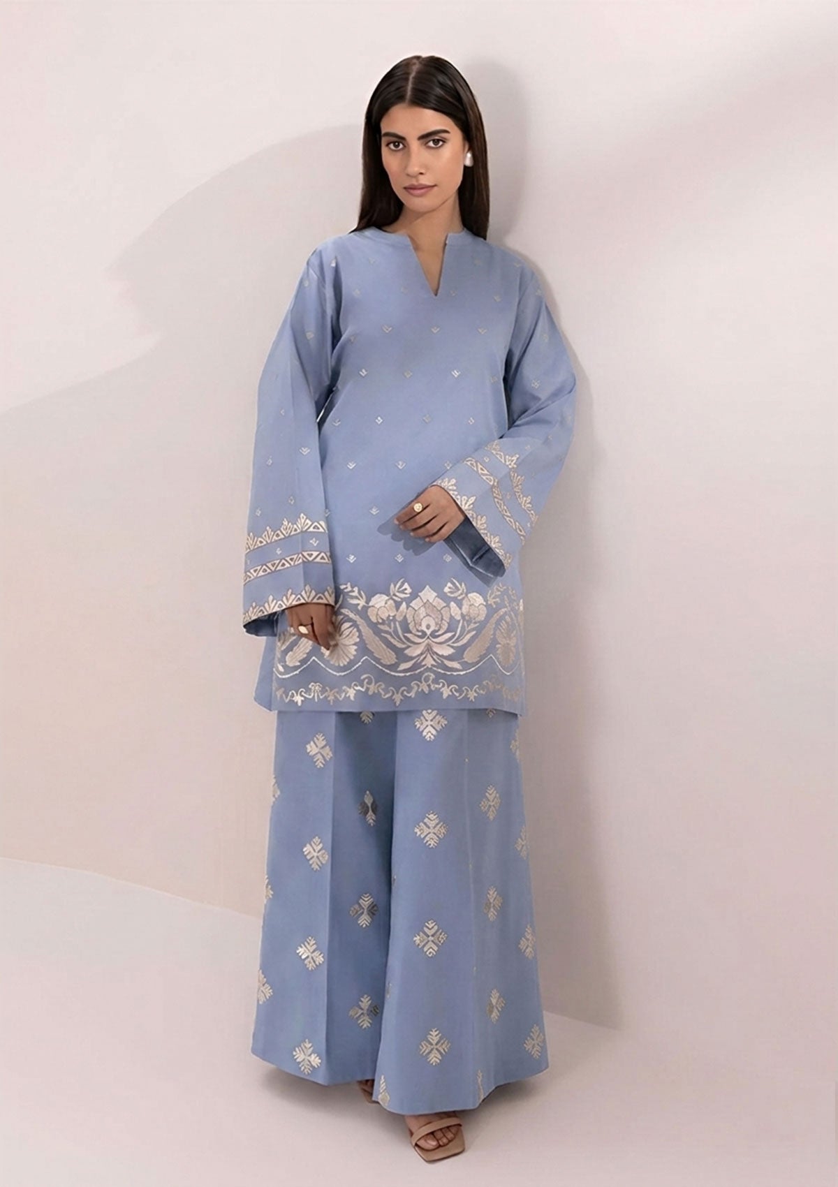 SAPPHIRE-2PC  LAWN EMBROIDERED SHIRT WITH EMBROIDERED TROUSER-W.J-53