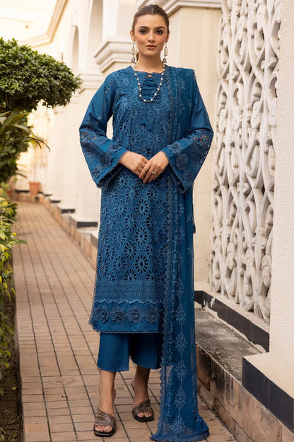 VSAL-3PC CHIKENKARI LAWN EMBROIDERED WITH BAMBER CHIFFON EMBROIDERED DUPATTA-W.J-1398