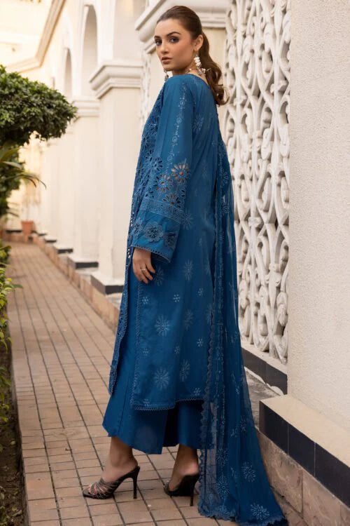 VSAL-3PC CHIKENKARI LAWN EMBROIDERED WITH BAMBER CHIFFON EMBROIDERED DUPATTA-W.J-1398