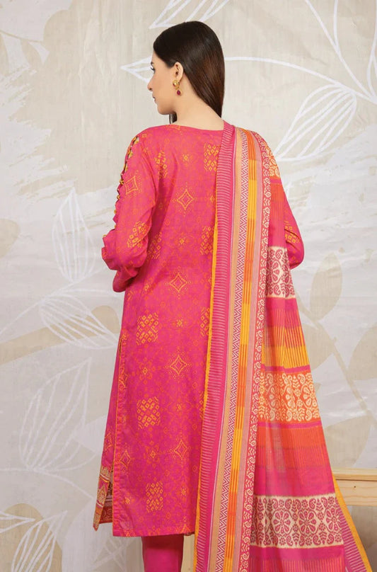EDENROBE-3PC KHADDAR PRINTED EMB SHIRT WITH KHADDAR PRINT DUPATTA AND PRINT TROUSER-W.J-1258