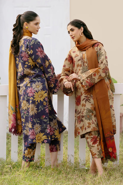 BAROQUE - 3PC KARANDI PRINTED SHIRT WITH KARANDI PRINTED DUAPTTA AND TROUSER-W.J-1236