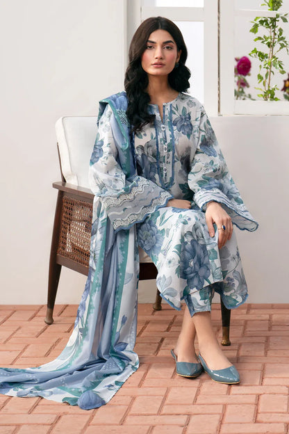 BAROUQE-3PC KARANDI PRINTED SHIRT WITH KARANDI PRINTED DUPATTA AND TROUSER-W.J-2012
