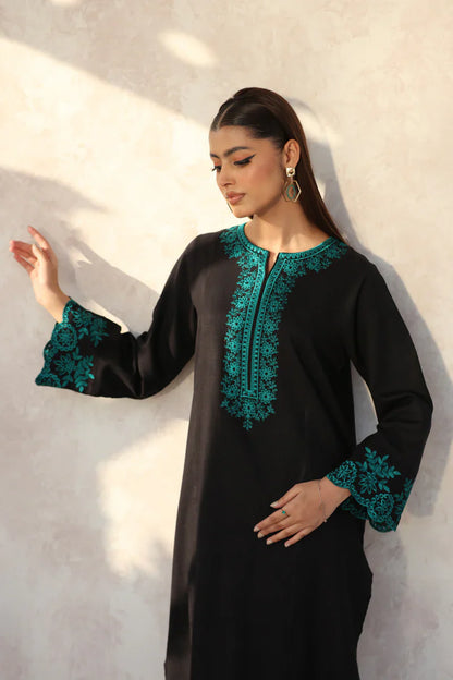 FEROZAE-2PC DHANAK EMBROIDERED SHIRT WITH DHANAK EMB TROUSER W.J-1348