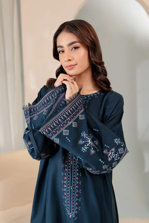 JAZMIN-2PC DHANAK EMBROIDRED SHIRT WITH AND TROUSER-W.J-1072