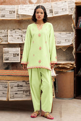 MANNAT-2PIECE DHANAK EMBROIDERED SHIRT WITH DHANAK EMB TROUSER-WJ-15149
