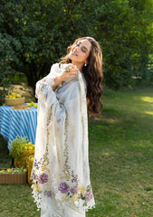 ELAF-3PC DHANAK EMBROIDERED SHIRT WITH DHANAK EMB SHAWL AND TROUSER-W.J-5217