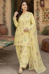 BAROQUE-3PC DHANAK EMBROIDERED SHIRT WITH CHIFFON EMBROIDERED DUPATTA AND EMB TROUSER-W.J-5258