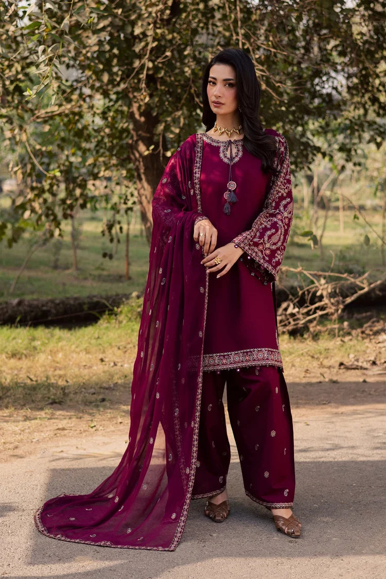 BATIK-3PC DHANAK EMBROIDERED SHIRT WITH CHIFFON EMBROIDERED DUPATTA AND EMB TROUSER -W.J-5163