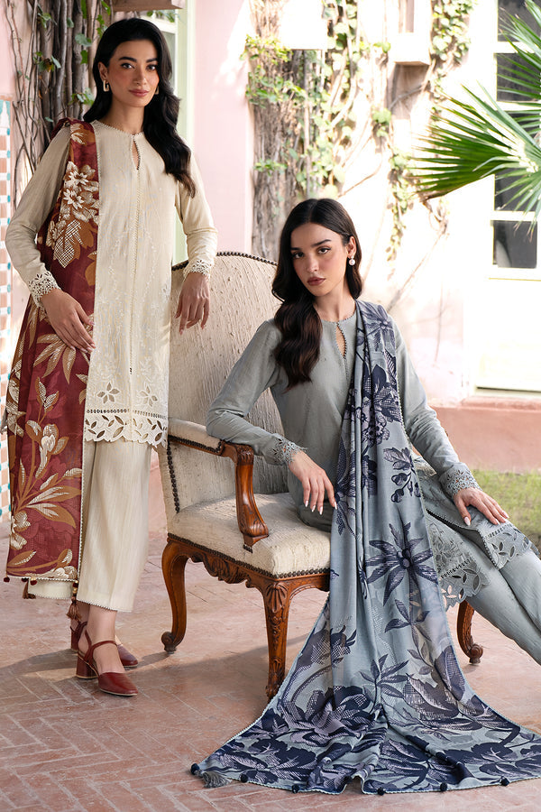 JAZMIN-3PC LAWN EMBROIDRED SHIRT WITH MONARK PRINT DUPATTA AND TROUSER-W.J-1536