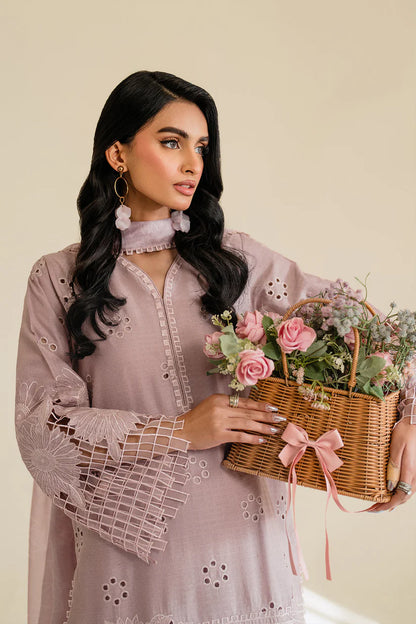 IZNIK-3PC LAWN EMBROIDERED SHIRT WITH KHAADI NET DUPATTA & TROUSER-W.J-1741