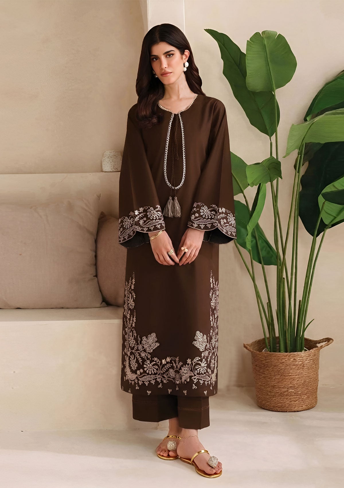 GARNET-2PC LAWN EMBROIDERED SHIRT & TROUSER-W.J-281