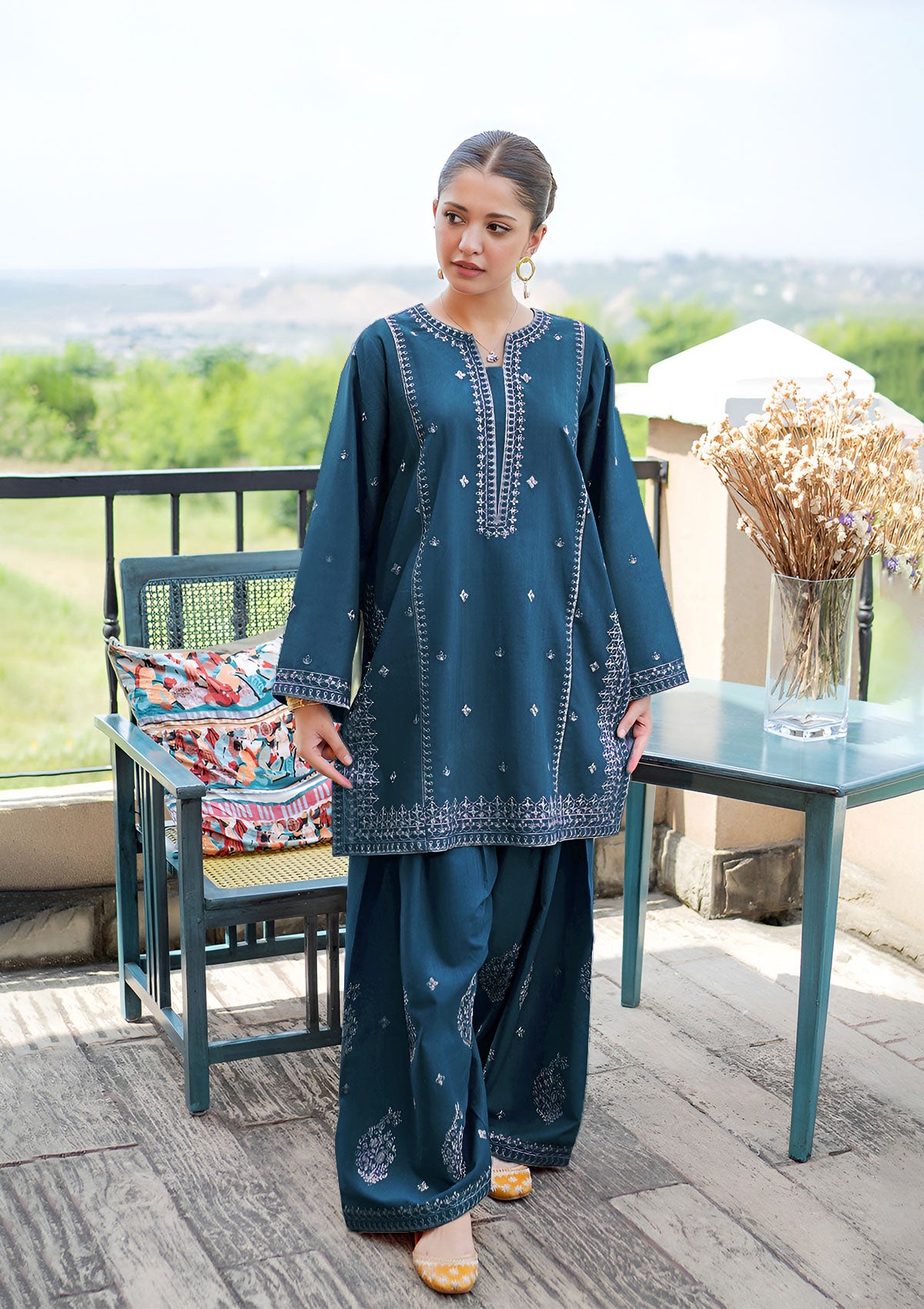 URGE-2PC LAWN EMBROIDERED SHIRT WITH LAWN TROUSER-W.J-230
