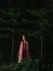 IZEL-3PC DHANAK EMBROIDERED SHIRT WITH COUTRAI PRINTED SHAWL AND TROUSER-W.J-5323