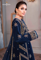 ASIM JOFA-3PC VELVET EMBROIDERED SHIRT WITH CHIFFON EMBROIDERED DUPATTA & TROUSER-W.J-4311
