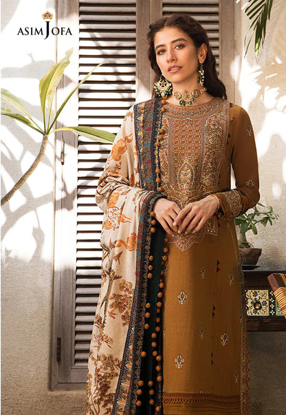 ASIM JOFA-3PC LAWN EMBROIDERED WITH MONARK PTINT DUPATTA & TROUSR-W.J-1508