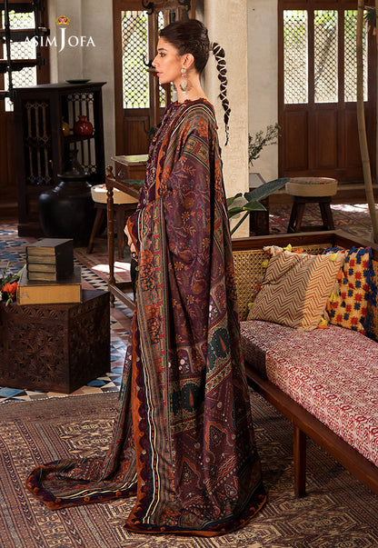 ASIM.JOFA-3PC LAWN EMBROIDERED SHIRT WITH MONARK PRINT DUPATTA AND TROUSER-W.J-1549