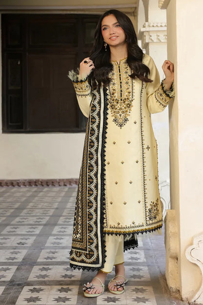 ASIM JOFA - 3PC LAWN EMBROIDERED SHIRT WITH MONARK PRINTED DUPATTA AND TROUSE -W.J-1771