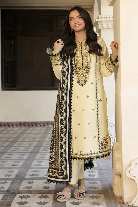 ASIM JOFA - 3PC LAWN EMBROIDERED SHIRT WITH MONARK PRINTED DUPATTA AND TROUSE -W.J-1771