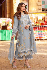 ANEELAS-3PC LAWN EMBROIDERED SHIRT WITH CHIFFON EMBROIDRED DUPATTA & EMB TROUSER-W.J-4790