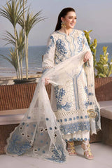 ANEELAS-3PC DHANAK EMBROIDERED SHIRT WITH ORGANZA EMBROIDERED DUPATTA AND TROUSER-W.J-5092