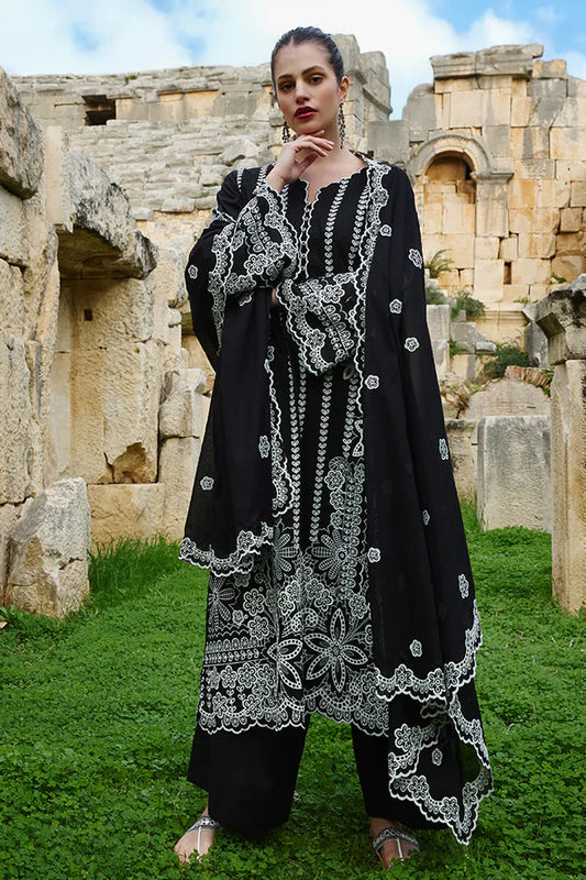 IMAGE-3PC LAWN EMBROIDERED SHIRT WITH CHIFFON EMBROIDERED DUPATTA AND TROUSER-W.J-1714