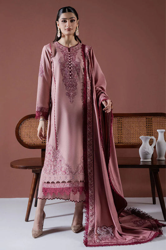 ASIM JOFA-3PC DHANAK EMBROIDERED SHIRT WITH DHANAK EMBROIDERED SHAWL & TROUSER-W.J-1804