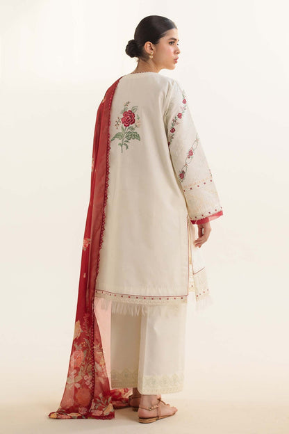 ZAHRA SHAHJAHAN- 3PC LAWN EMBROIDERED SHIRT WITH DIAMOND PRINT DUPATTA-W.J-1482