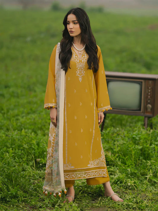 IZEL-3PC LAWN EMBROIDERED SHIRT WITH MONARK PRINT DUPATTA AND TROUSER-W.J-1670