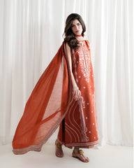 BATIK-3PC DHANAK EMBROIDERED SHIRT WITH DHANAK EMBROIDERED SHAWL AND EMB TROUSER-W.J-5089