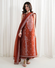 BATIK-3PC DHANAK EMBROIDERED SHIRT WITH DHANAK EMBROIDERED SHAWL AND EMB TROUSER-W.J-5089