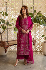 BATIK-3PIECE LAWN SEQUIN EMBROIDERED SHIRT WITH CHIFFON EMBROIDERED DUPATTA AND TROUSER-W.J-4867