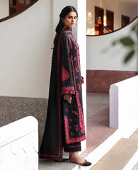 REPUBLIC WOMENSWEAR-3PC DHANAK EMBROIDERED SHIRT WITH DHANAK EMBROIDERED SHAWL AND EMB TROUSER-W.J-5233