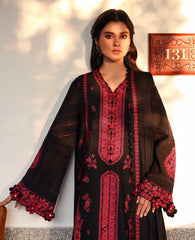 REPUBLIC WOMENSWEAR-3PC DHANAK EMBROIDERED SHIRT WITH DHANAK EMBROIDERED SHAWL AND EMB TROUSER-W.J-5233