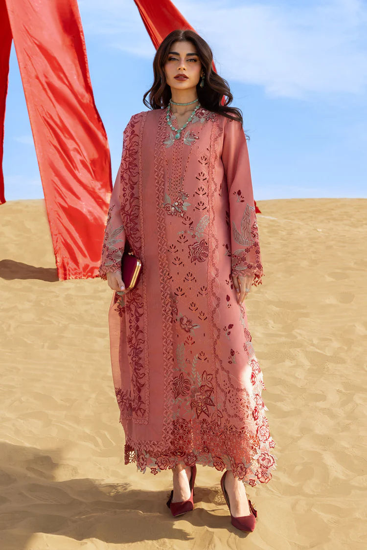 RANG RASIYA-3PC DHANAK CHIKAAN EMBROIDERED SHIRT WITH DHANAK EMBROIDERED SHAWL AND TROUSER -W.J-5113