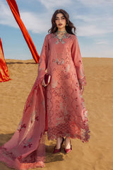 RANG RASIYA-3PC DHANAK CHIKAAN EMBROIDERED SHIRT WITH DHANAK EMBROIDERED SHAWL AND TROUSER -W.J-5113