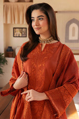 SAPPHIRE-3PC DHANAK EMBROIDERED SHIRT WITH KHADDI NET EMB DUPATTA AND TROUSER-W.J-4300