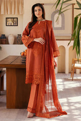 SAPPHIRE-3PC DHANAK EMBROIDERED SHIRT WITH KHADDI NET EMB DUPATTA AND TROUSER-W.J-4300