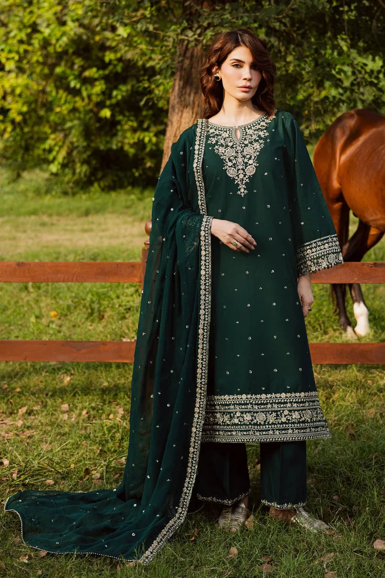 BATIK-3PC DHANAK EMBROIDERED SHIRT WITH CHIFFON EMBROIDERED DUPATTA AND EMB TROUSER -W.J-5181