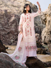 MAHNUR-3PC LAWN LASER WORK EMBROIDERED SHIRT WITH KHAADI NET EMBROIDERED DUPATTA AND TROUSER-W.J-4762