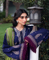 REPUBLIC WOMENSWEAR-3PC KARANDI EMBROIDERED SHIRT WITH KARANDI EMB SHAWL & TROUSER-W.J-5246