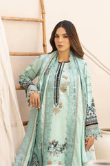 WearJora-3PC KARANDI PRINTED EMBROIDERED SHIRT WITH KARANDI PRINTED EMB SHAWL & PRINTED TROUSER-W.J-0131