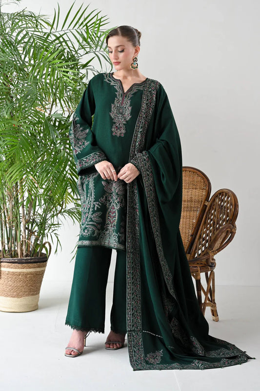BATIK-3PC DHANAK EMBROIDERED SHIRT WITH DHANAK EMBROIDERED SHAWL & TROUSER-W.J-1826
