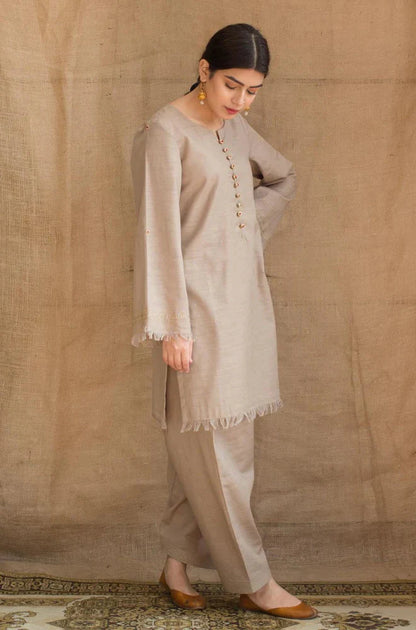 DYOT - 3PC DHANAK SHIRT WITH SLUB WOOL PRINT SHAWL-W.J-1211