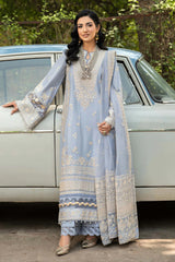 ETHNC-3PC LAWN EMBROIDERED SHIRT WITH ORGANZA EMBROIDERED DUPATTA AND TROUSER -W.J-4710