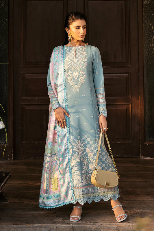 BIN ILYAS-3PC DHANAK SEQUENCE EMBROIDERED SHIRT WITH COUTRAI PRINTED SHAWL & DHANAK TOUSER_W.J-1897