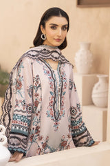 WearJora-3PC KARANDI PRINTED EMBROIDERED SHIRT WITH KARANDI PRINTED EMB SHAWL & PRINTED TROUSER-W.J-0128