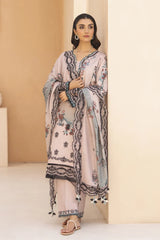 WearJora-3PC KARANDI PRINTED EMBROIDERED SHIRT WITH KARANDI PRINTED EMB SHAWL & PRINTED TROUSER-W.J-0128