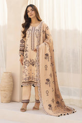 WearJora-3PC KARANDI PRINTED EMBROIDERED SHIRT WITH KARANDI PRINTED EMB SHAWL & PRINTED TROUSER-W.J-0132