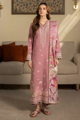 JAZMIN-3PC DHANAK EMBROIDERED SHIRT WITH WOOL PRINTED SHAWL AND TROUSER-W.J-5023