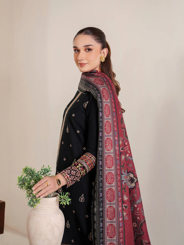 GARNET-3PC LAWN EMBROIDERED SHIRT WITH MONARK PRINT DUPATTA AND EMB TROUSER-W.J-1613